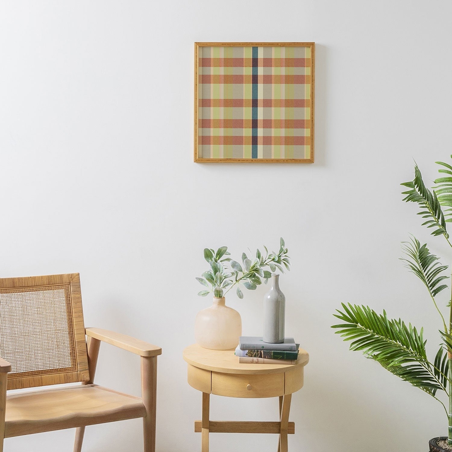 Marta Barragan Camarasa Retro Picnic Plaid Warm Tones Framed Wall Art