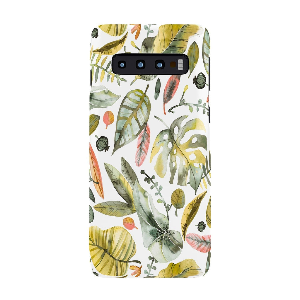 Ninola Design Botanic Retreat Tropical Jungle Leaves Botanical Green Orange Phone Case