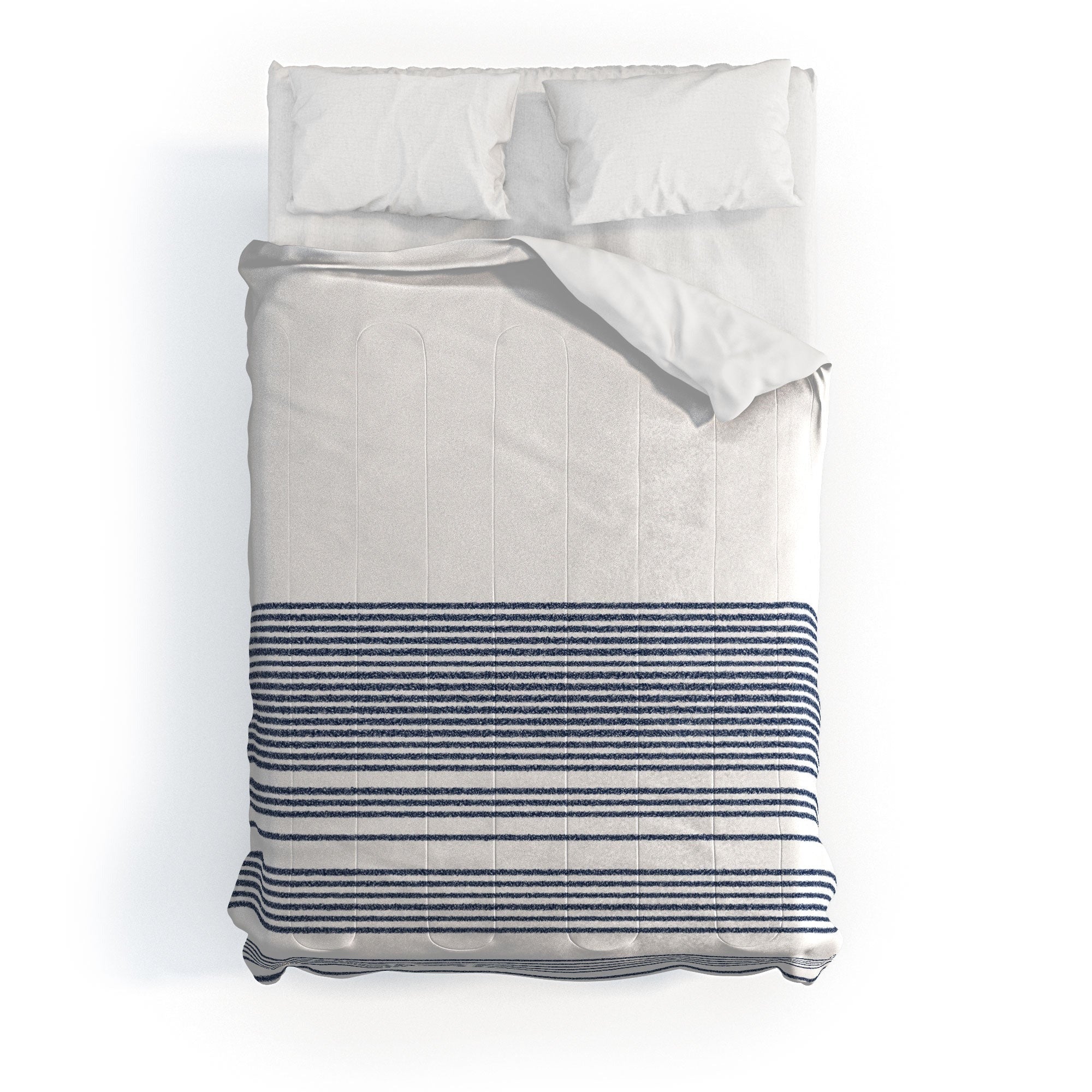 Kierkegaard Design Studio organic stripes naut navy blue and white Comforter