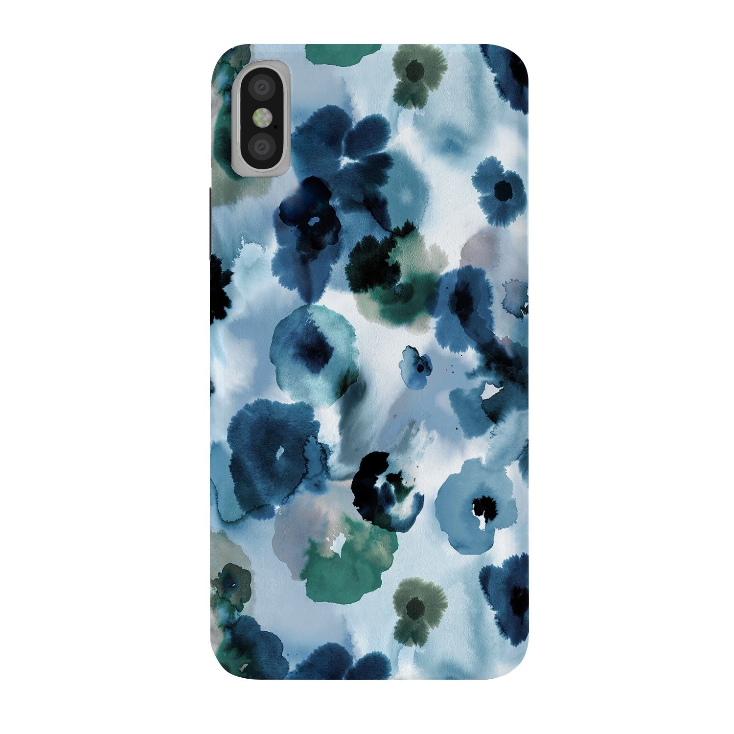 Ninola Design Botanic Retreat Ombre Abstract Watercolor Flowers Blue Navy Phone Case