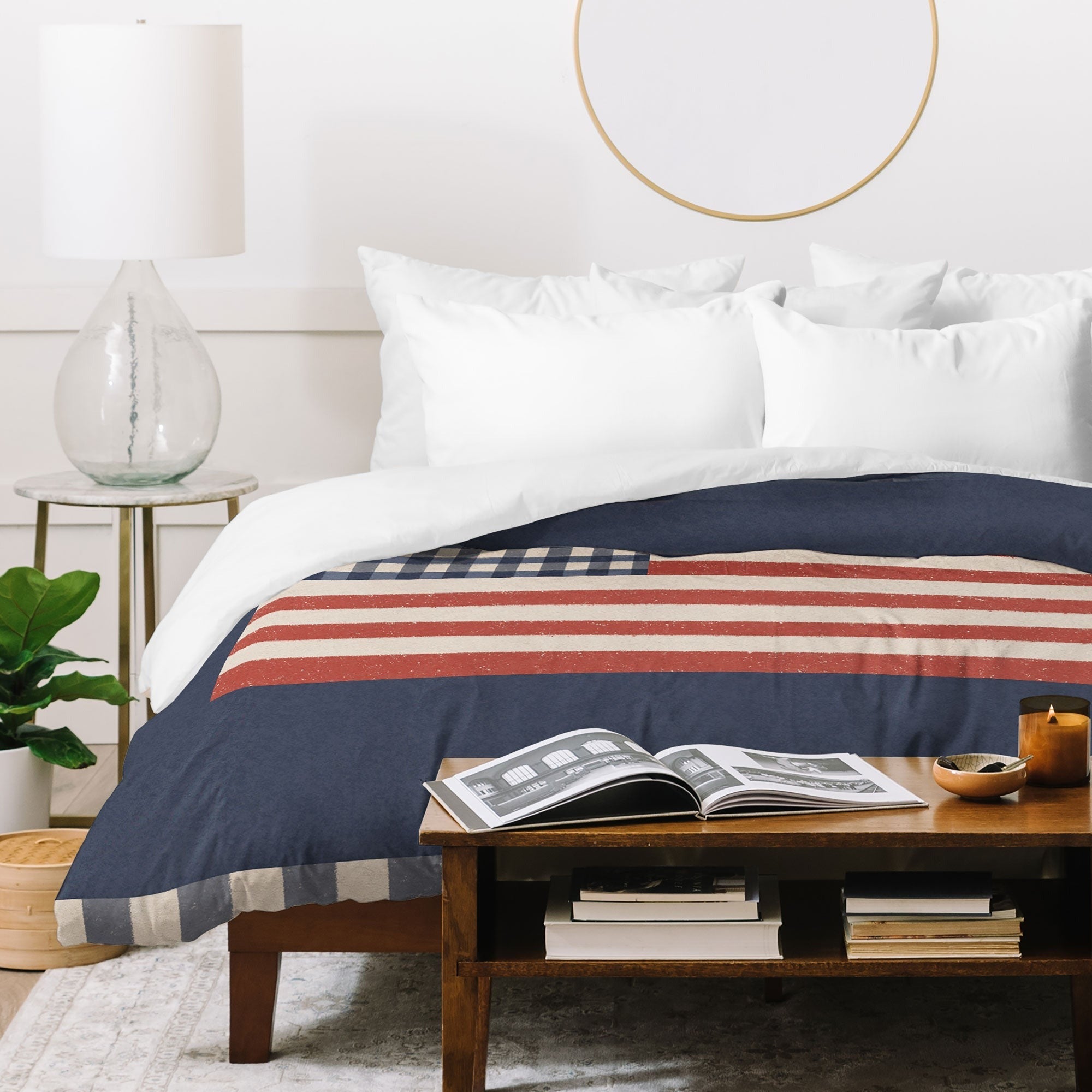 DENY Designs Gingham Flag Duvet Cover