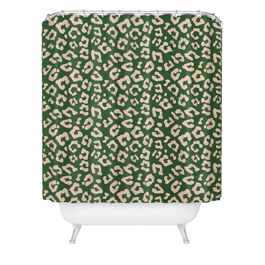 Avenie BR Cheetah Print In Green Shower Curtain