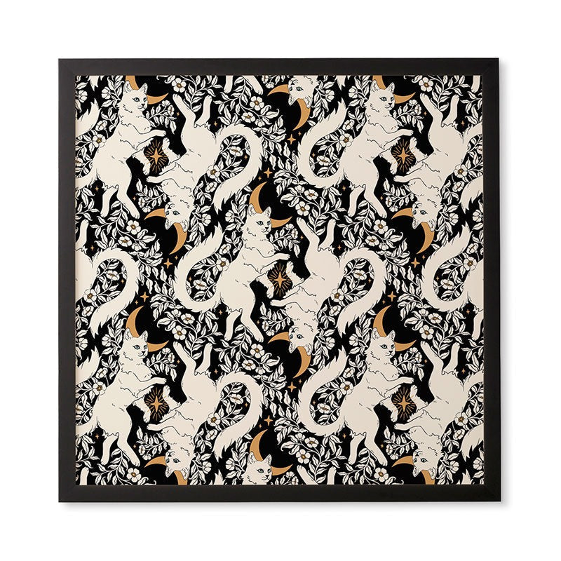 Avenie Celestial Cats Gold Framed Wall Art
