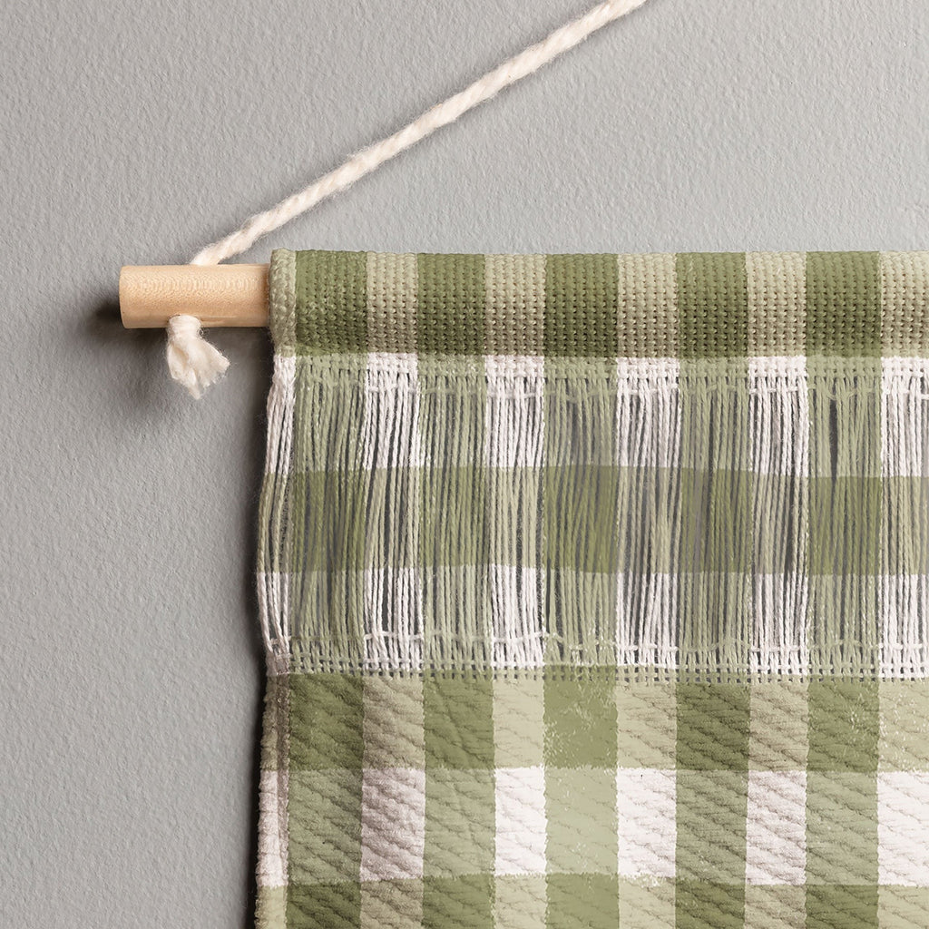 Menina Lisboa Rustic Green Plaid Wall Hanging Landscape