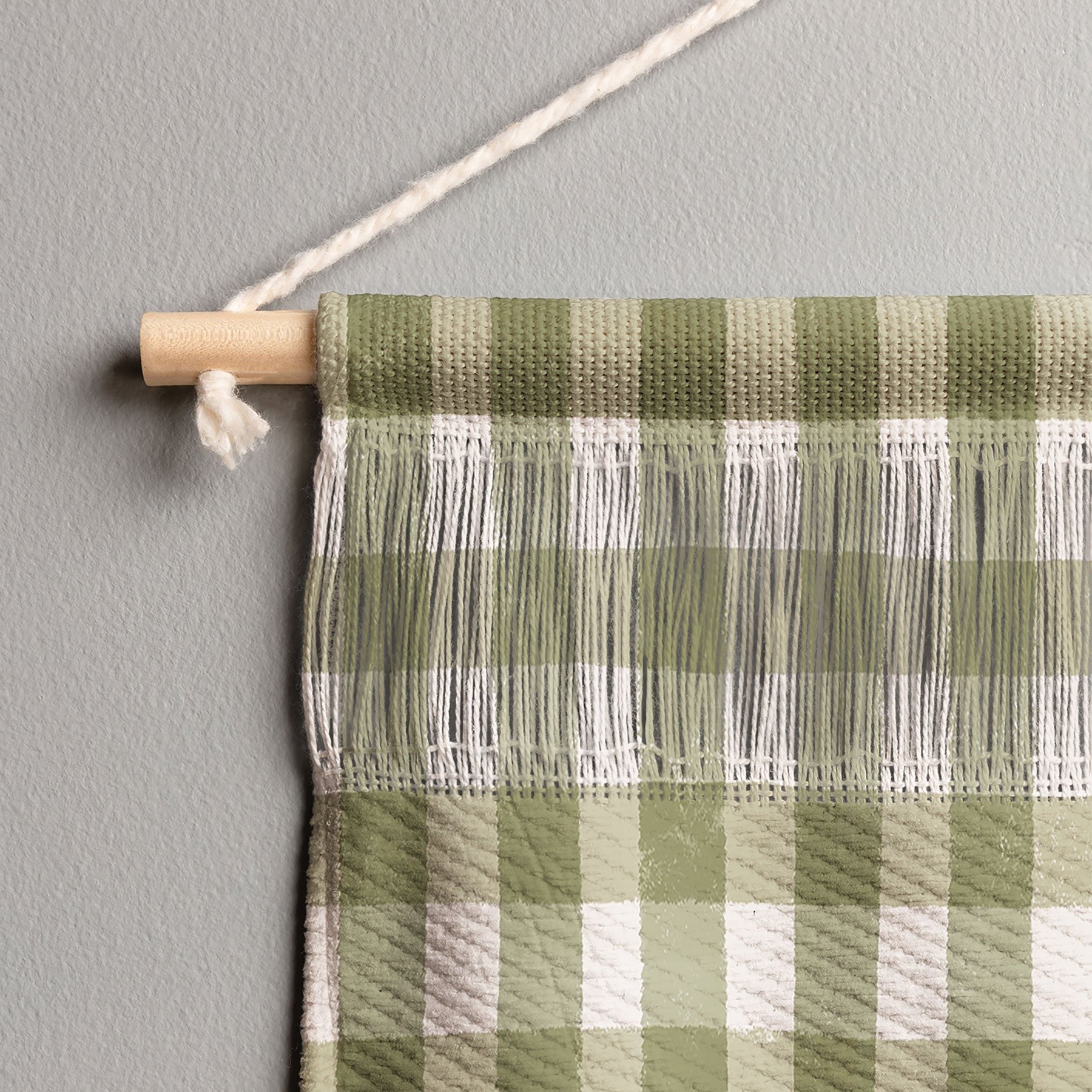 Menina Lisboa Rustic Green Plaid Wall Hanging Landscape
