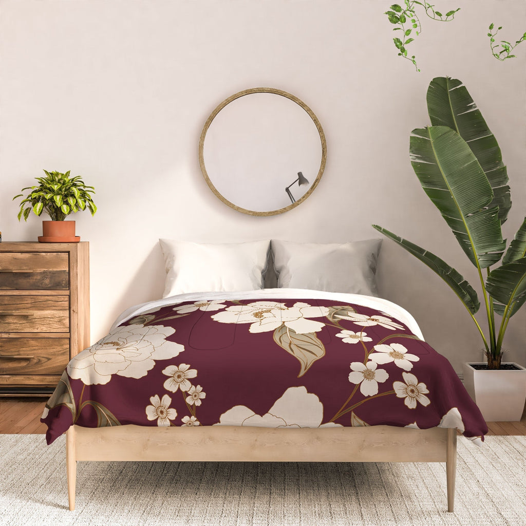 Gabriela Fuente Burgundy Floral Roberta Comforter