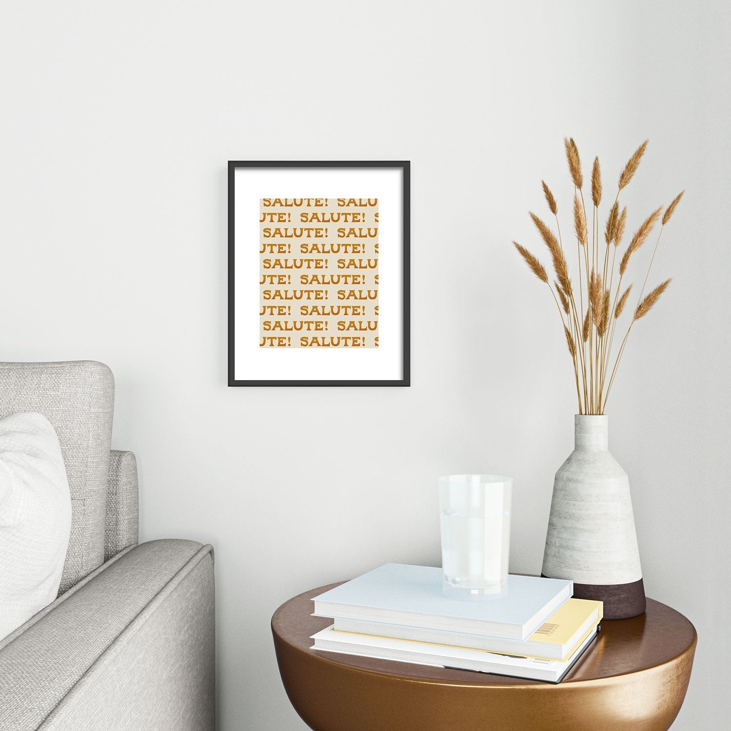 Jessica Molina Salute Gold Pattern on Cream Metal Framed Art Print