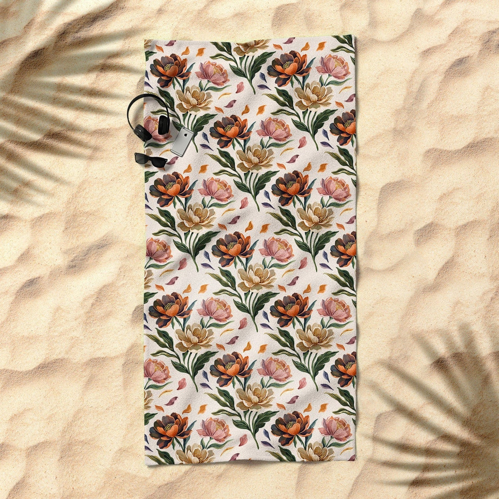 Marta Barragan Camarasa Hand Painted Peony Florals Beach Towel