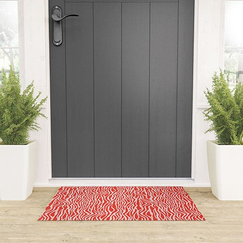 Avenie BR Red Zebra Stripe Welcome Mat