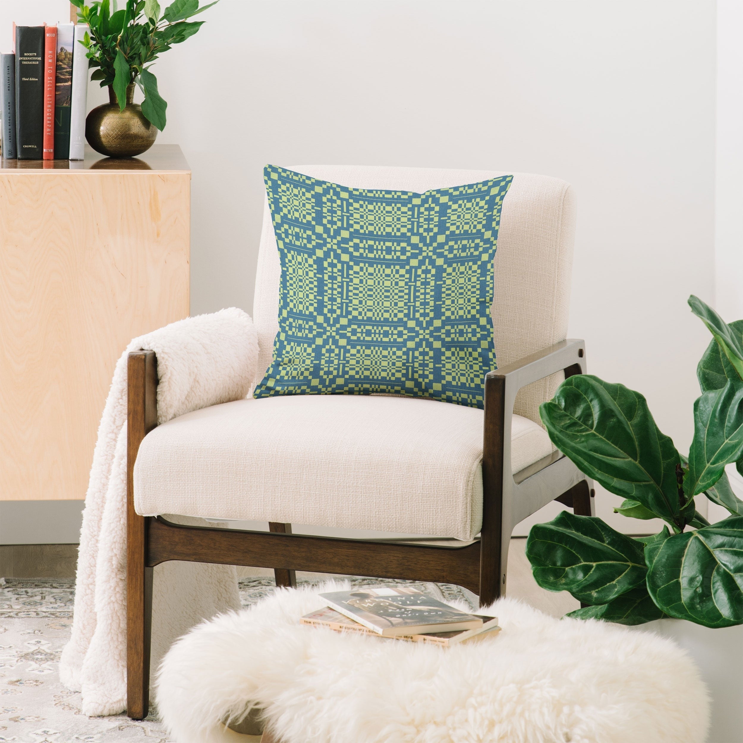 Marta Barragan Camarasa Nostalgic Grid Design Throw Pillow