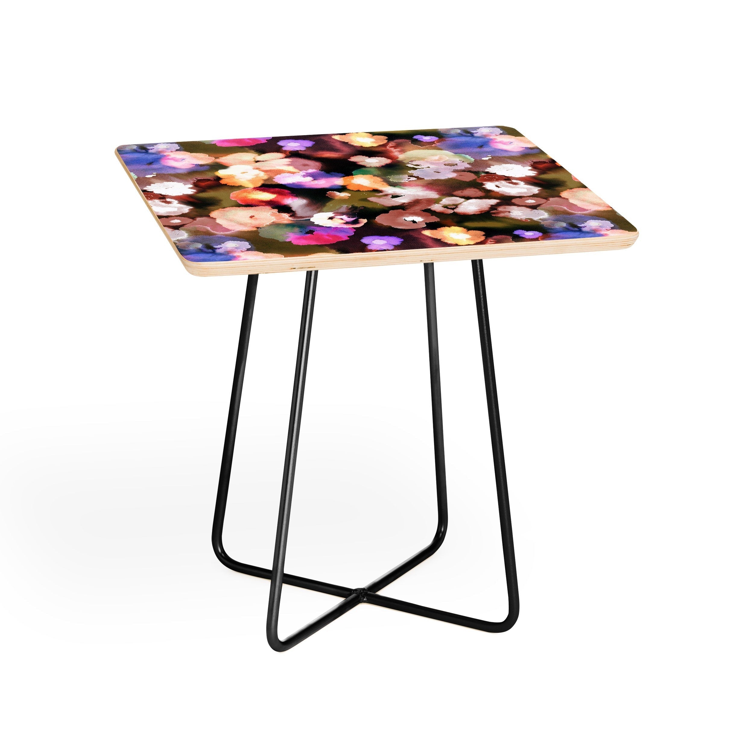 Ninola Design Botanic Retreat Ombre Abstract Watercolor Flowers Pink gold Side Table