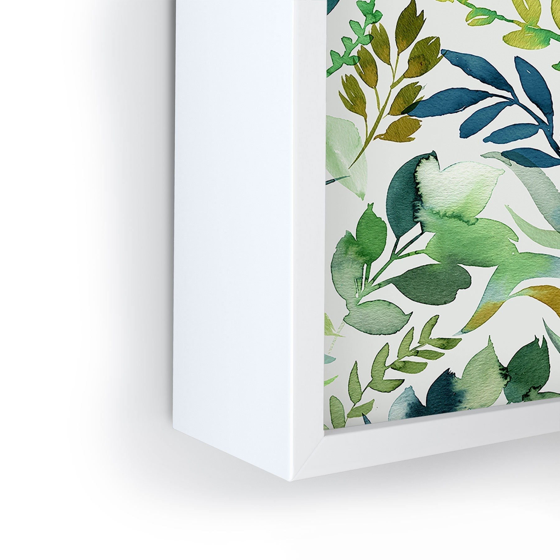 Ninola Design Botanic Retreat Loose Botanical Leaves Watercolor Green Framed Mini Art Print