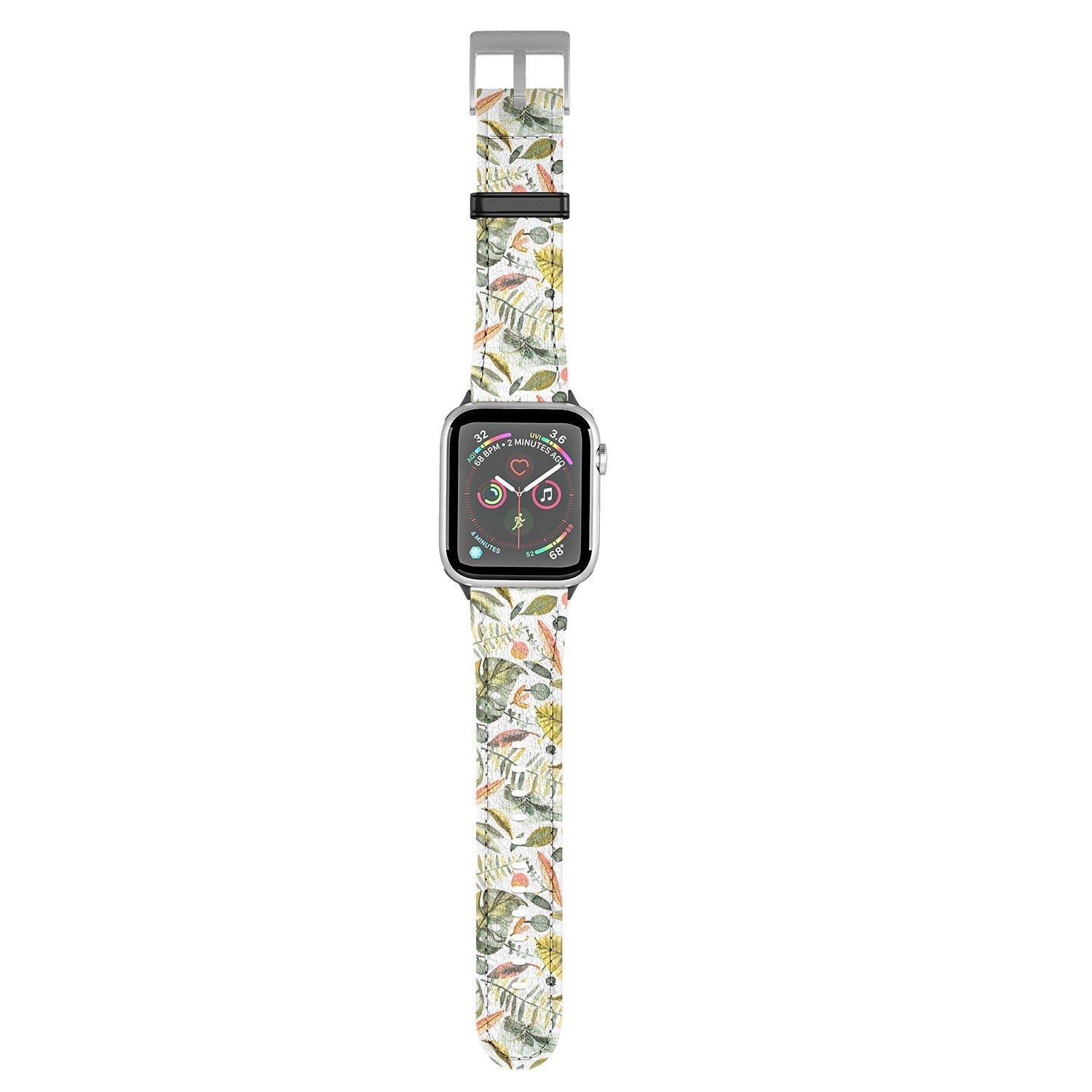 Ninola Design Botanic Retreat Tropical Jungle Leaves Botanical Green Orange Apple Watch Band