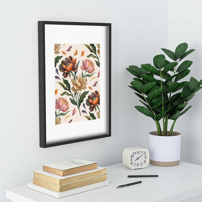 Marta Barragan Camarasa Hand Painted Peony Florals Recessed Framing Rectangle