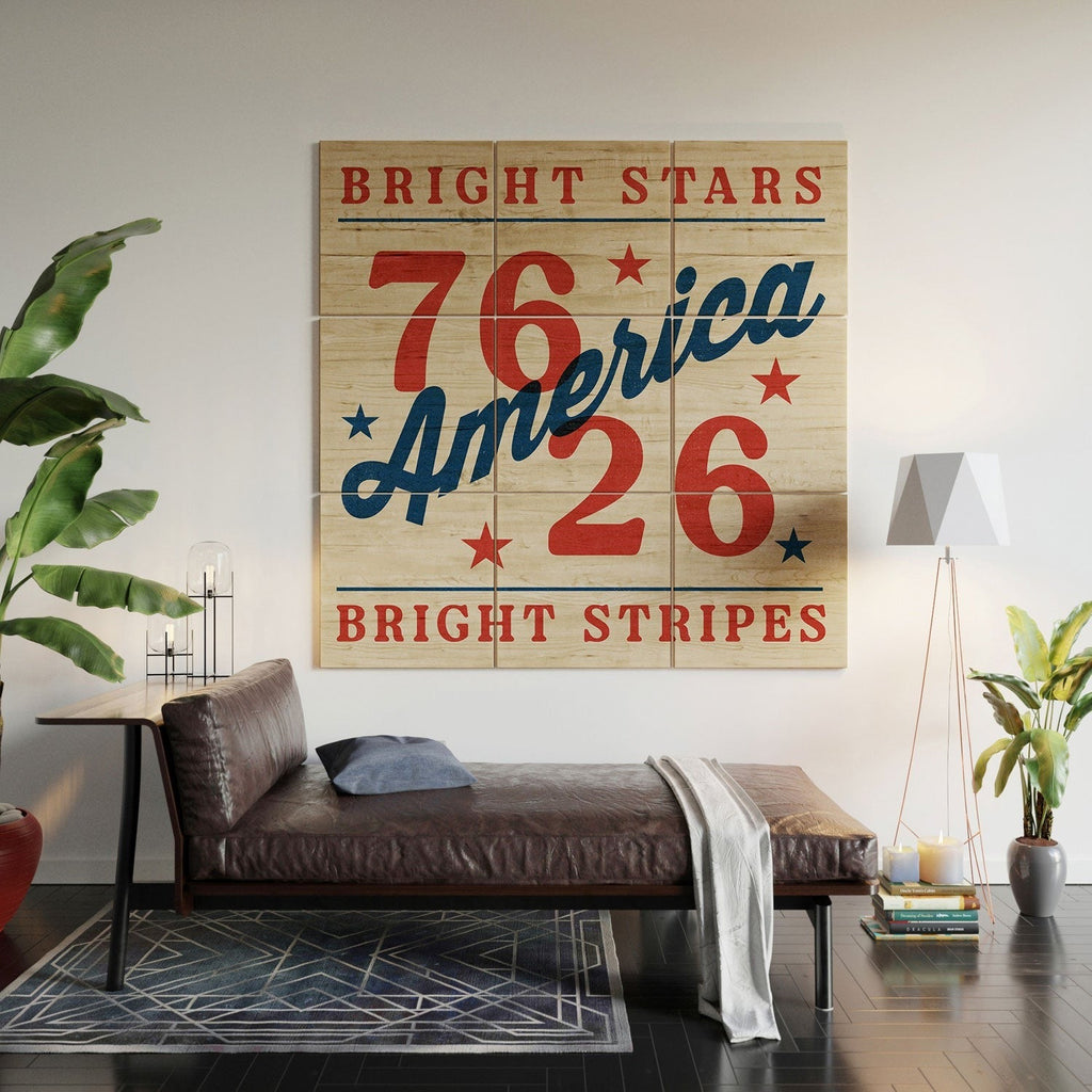 DENY Designs Bright Stars Bright Stripes Wood Wall Mural