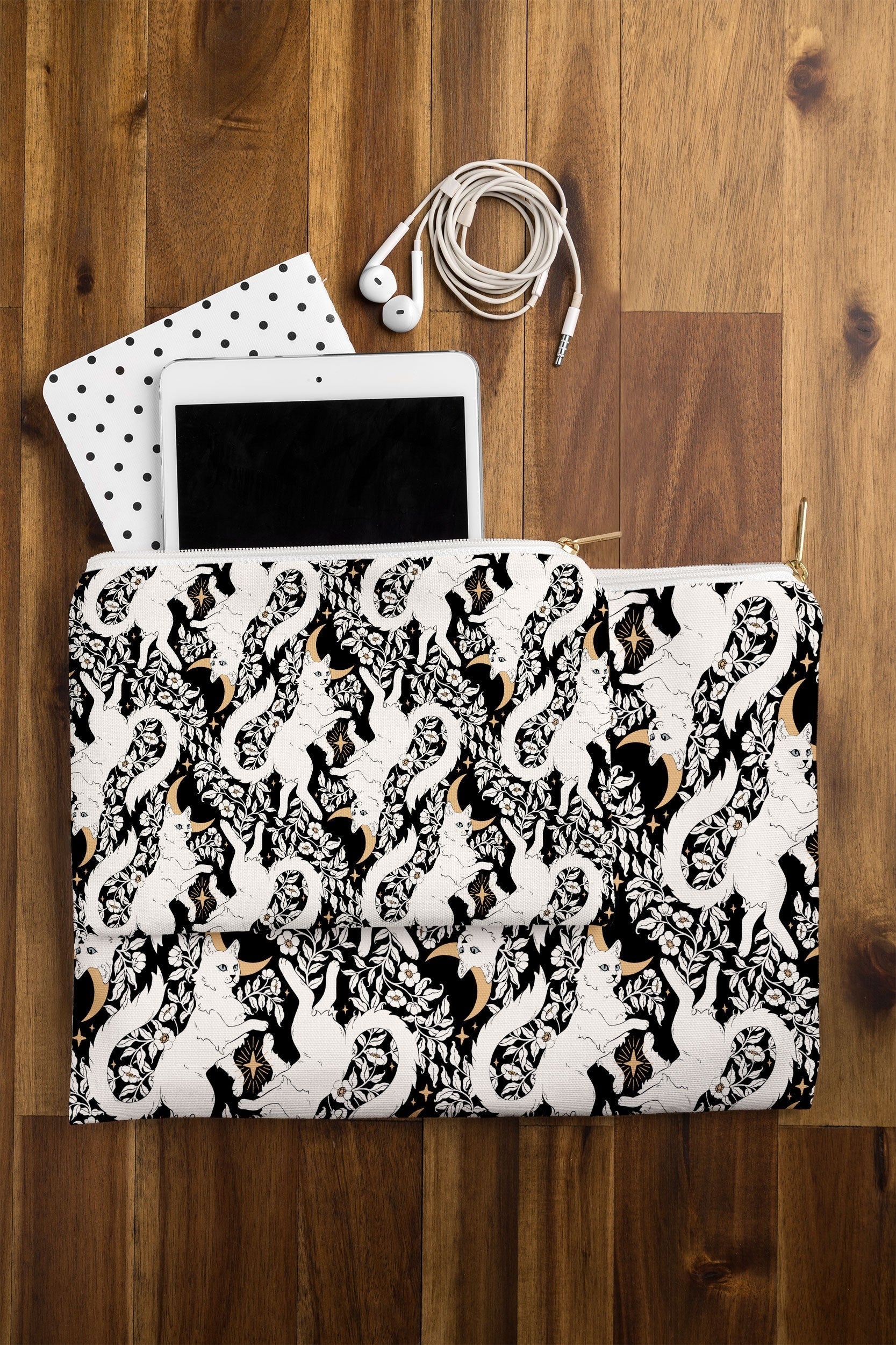 Avenie Celestial Cats Gold Pouch