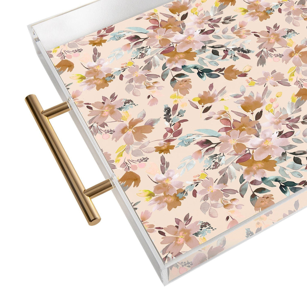 Ninola Design Botanic Retreat Floral Oleander Whimsical Soft Pink Acrylic Tray