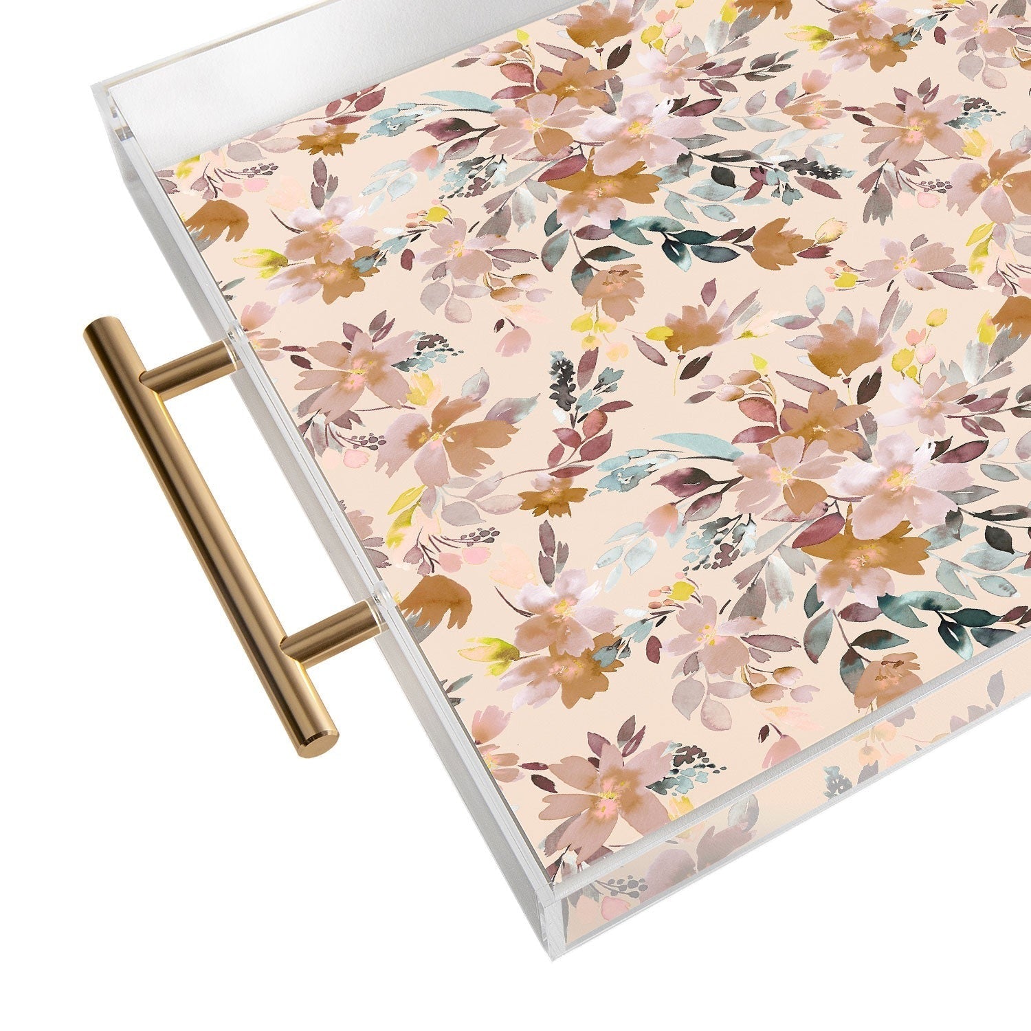 Ninola Design Botanic Retreat Floral Oleander Whimsical Soft Pink Acrylic Tray