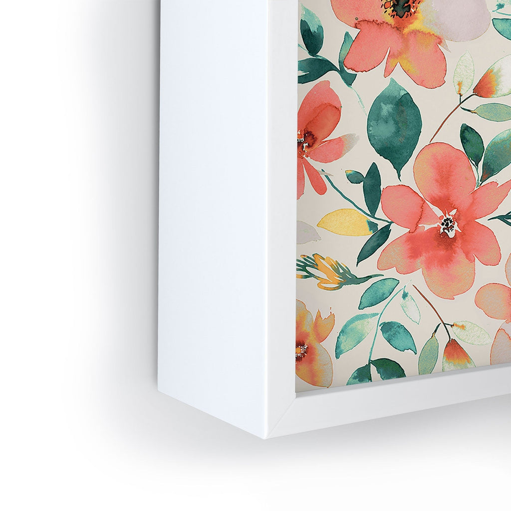 Ninola Design Botanic Retreat Tropical Whimsical Flowers Coral Green Framed Mini Art Print