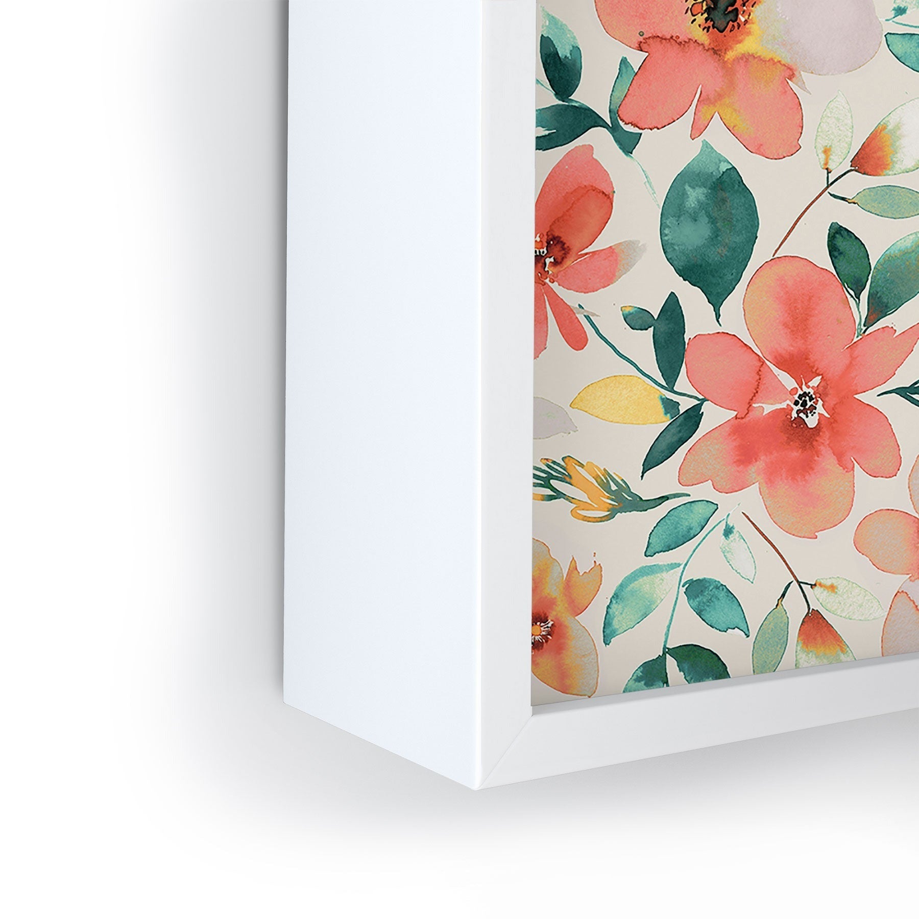 Ninola Design Botanic Retreat Tropical Whimsical Flowers Coral Green Framed Mini Art Print