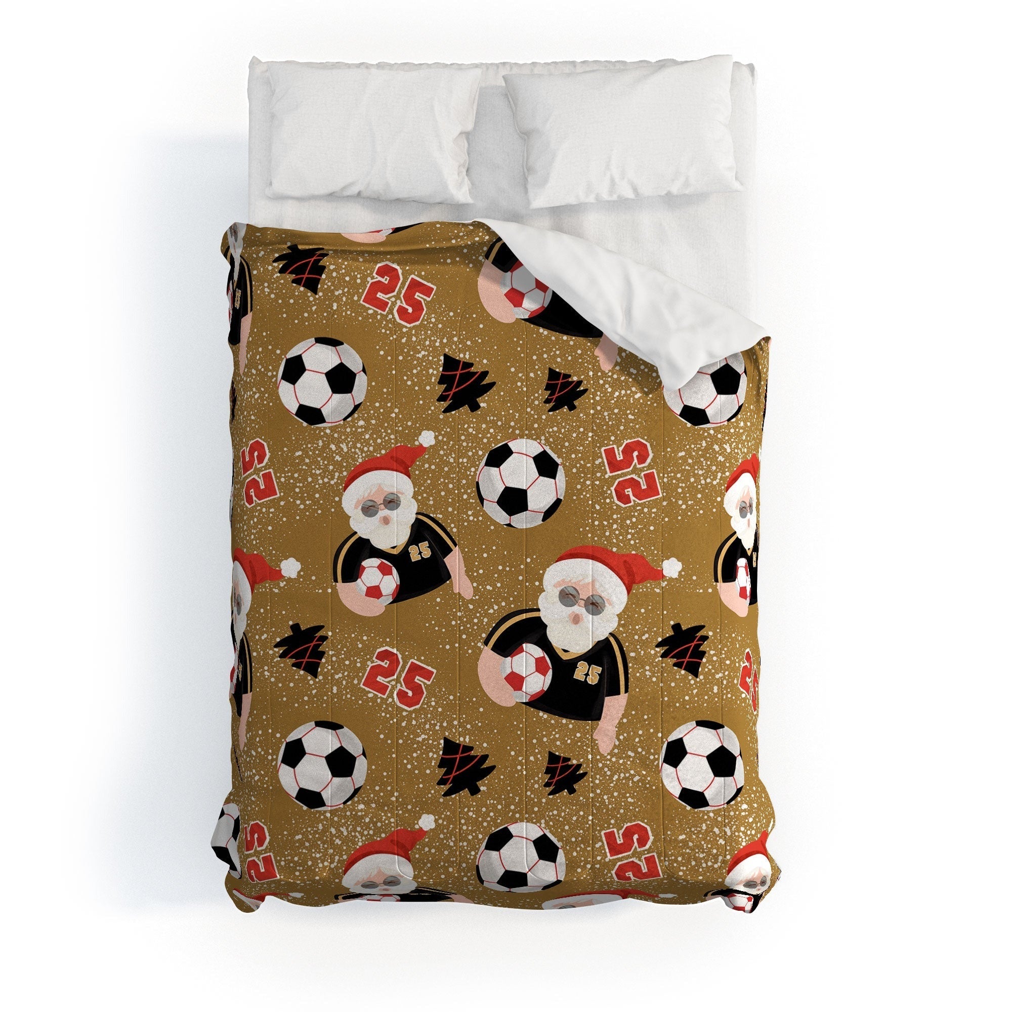 Design by Spark Sporty Soccer Santa Holiday Comforter