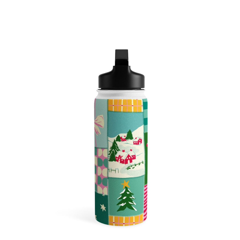 LouBruzzoni Cozy Christmas Patchwork Water Bottle
