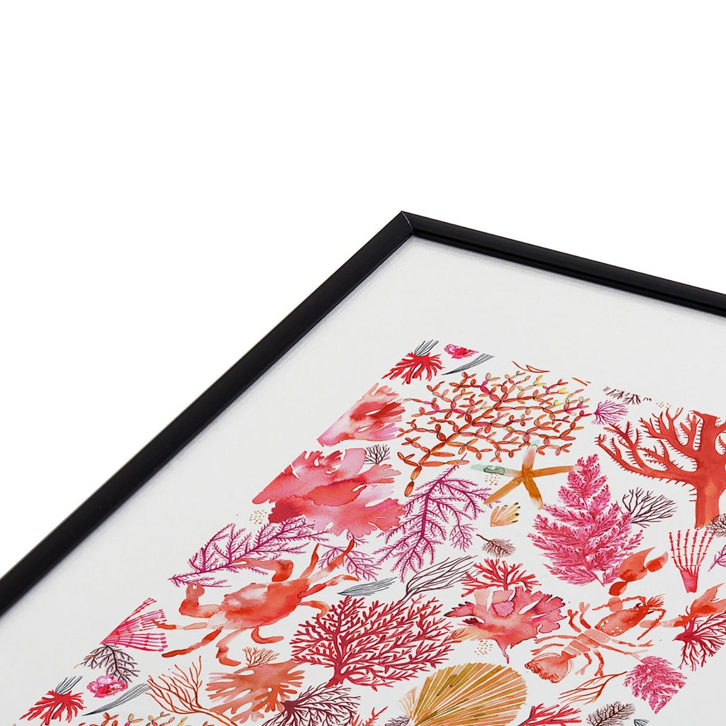 Ninola Design Botanic Retreat Coral Reef Crab Lobster Red Metal Framed Art Print
