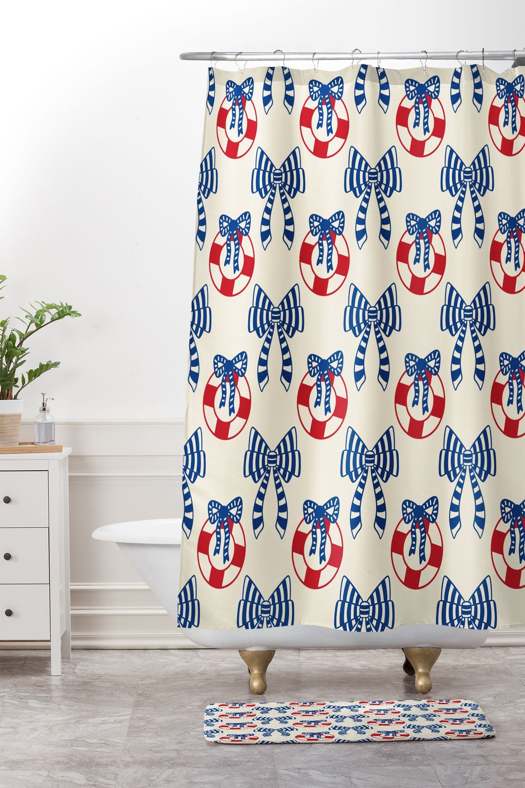 Design by Spark Nautical Christmas Bows Memory Foam Bath Mat