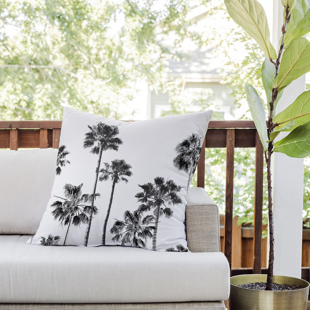 Gal Design Black And White Palms Outdoor Throw Pillow