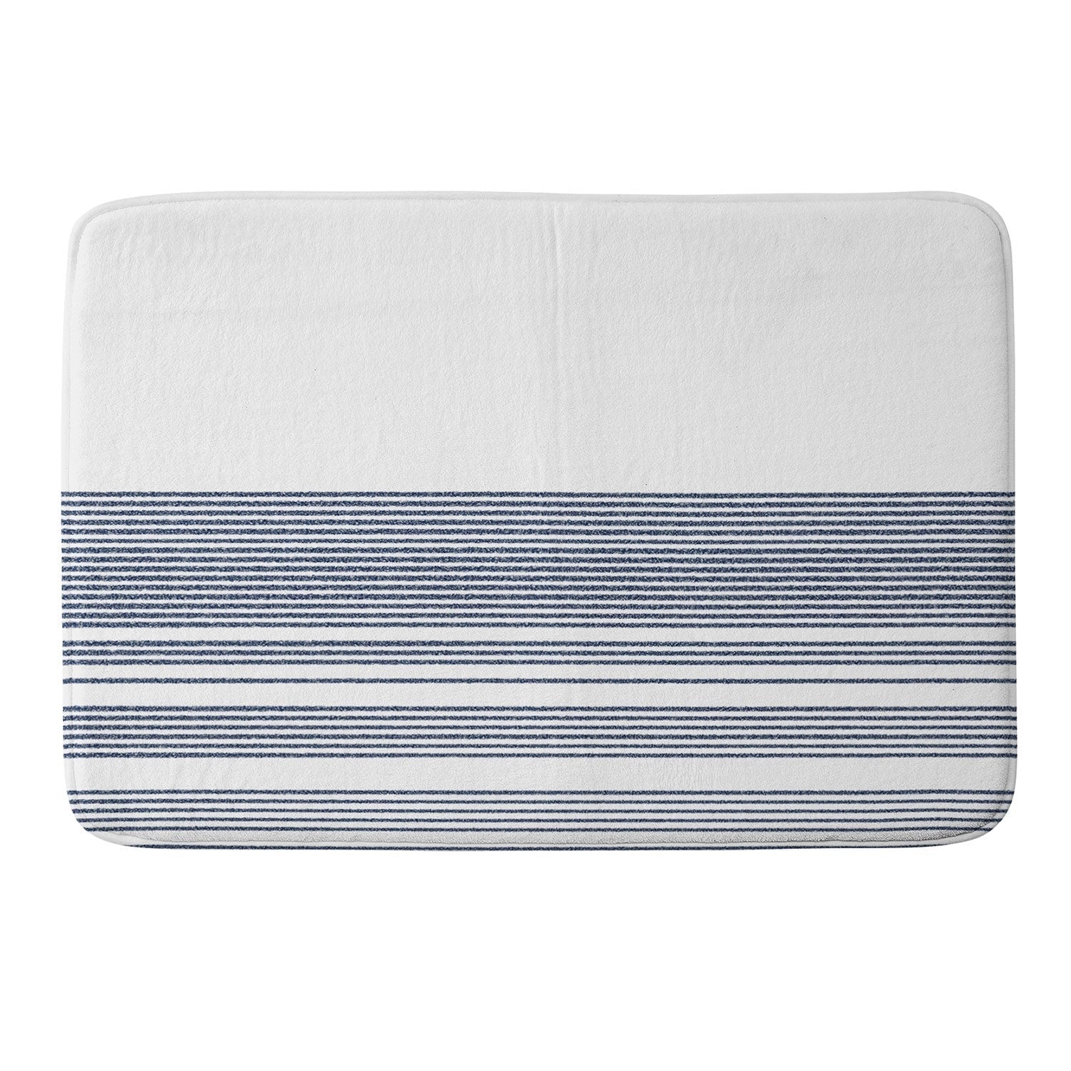 Kierkegaard Design Studio organic stripes naut navy blue and white Memory Foam Bath Mat