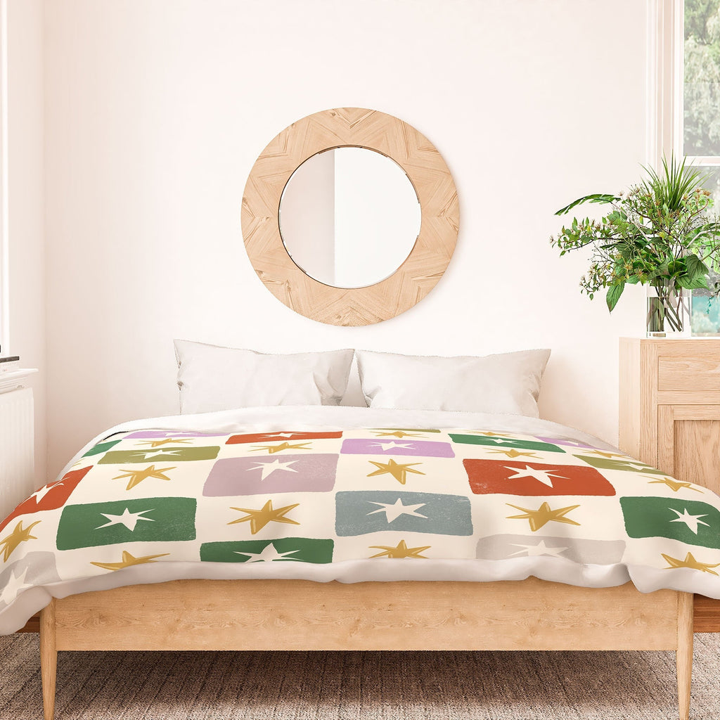 LouBruzzoni Retro Star Block Pattern Duvet Cover