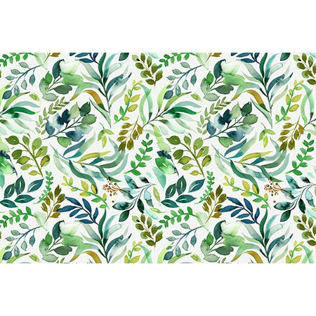 Ninola Design Botanic Retreat Loose Botanical Leaves Watercolor Green Wall Mural