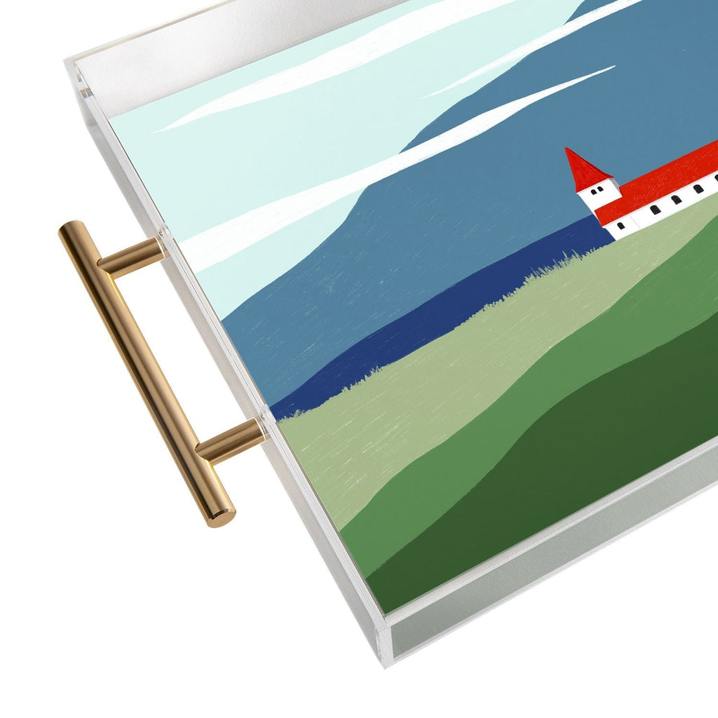 Valeria Frustaci Red roof in Iceland Acrylic Tray