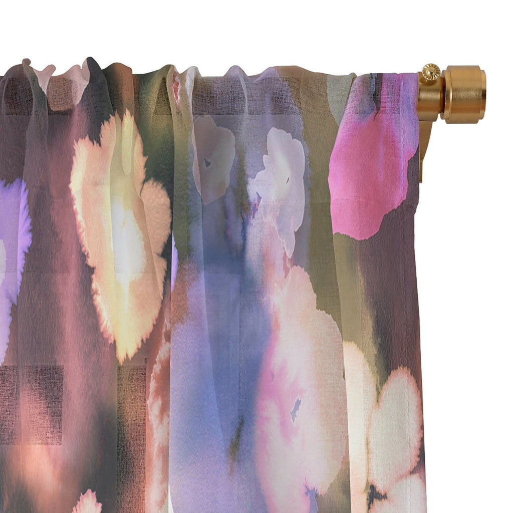 Ninola Design Botanic Retreat Ombre Abstract Watercolor Flowers Pink gold Sheer Non Repeat