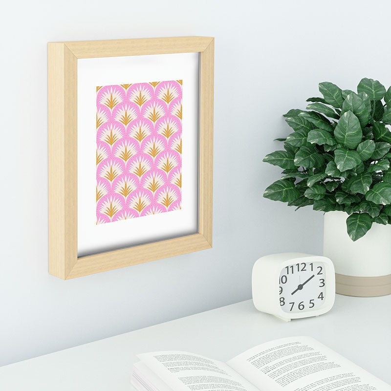 Jennifer Labre Pink Palmetto Recessed Framing Rectangle