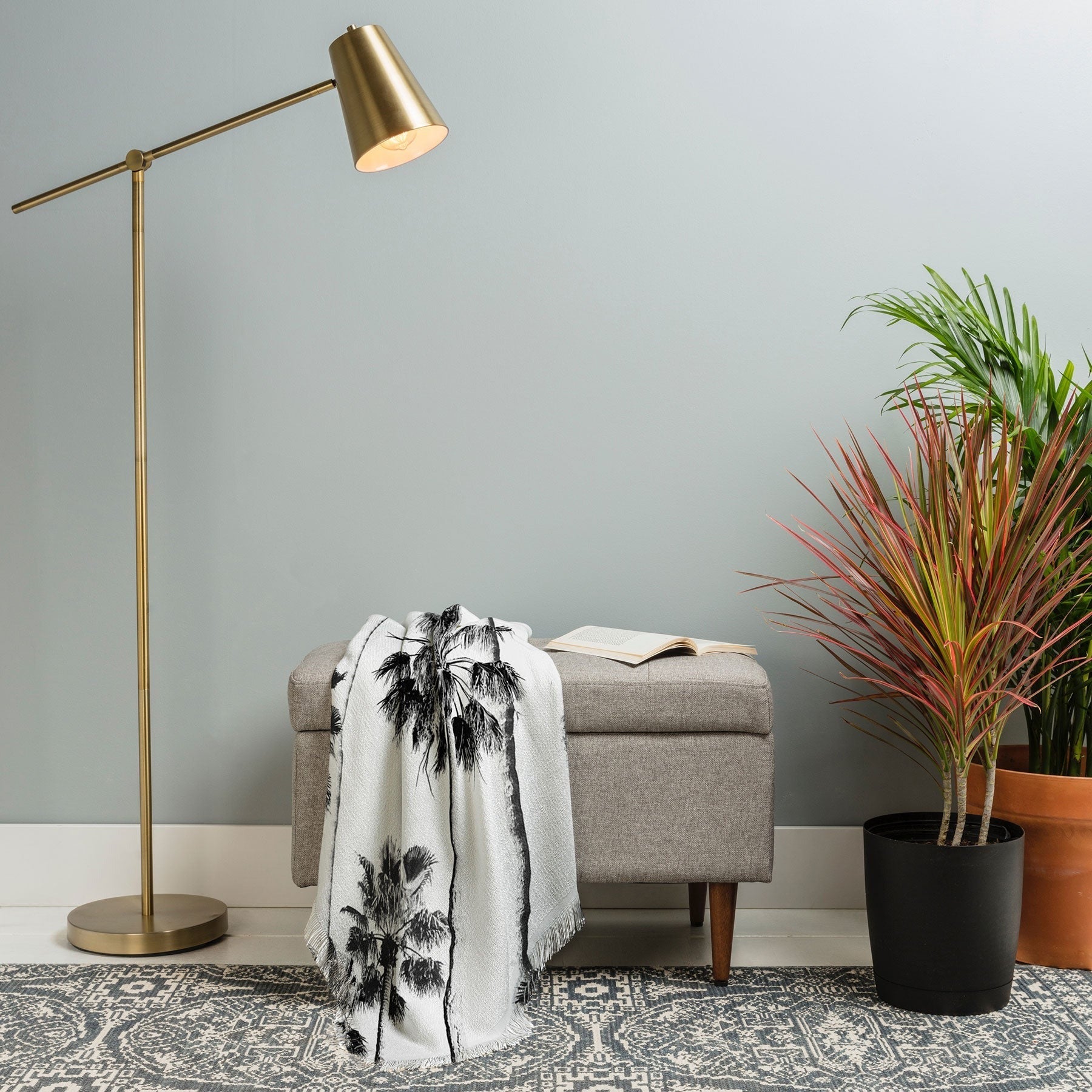 Gal Design Black And White Palms Throw Blanket