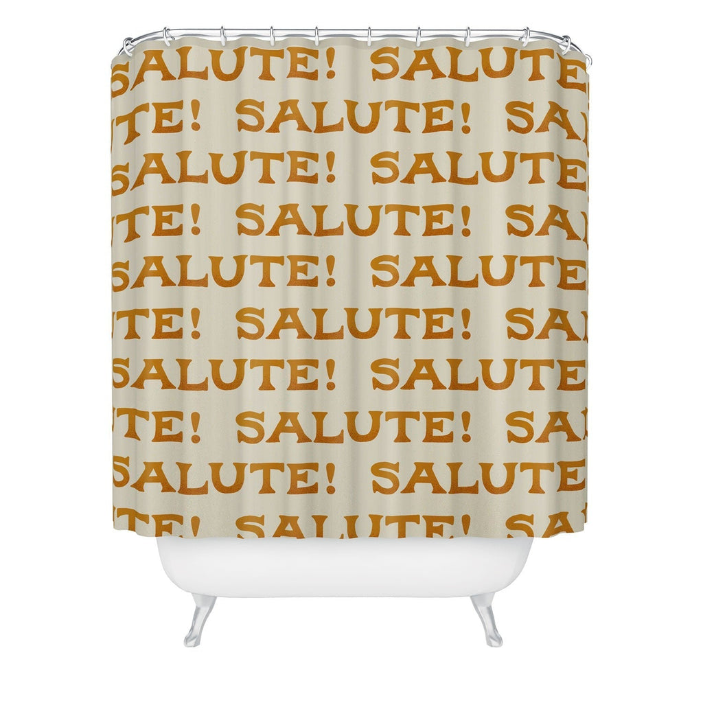 Jessica Molina Salute Gold Pattern on Cream Shower Curtain