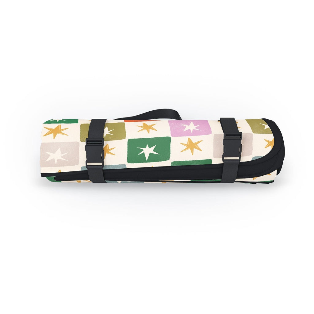 LouBruzzoni Retro Star Block Pattern Picnic Blanket