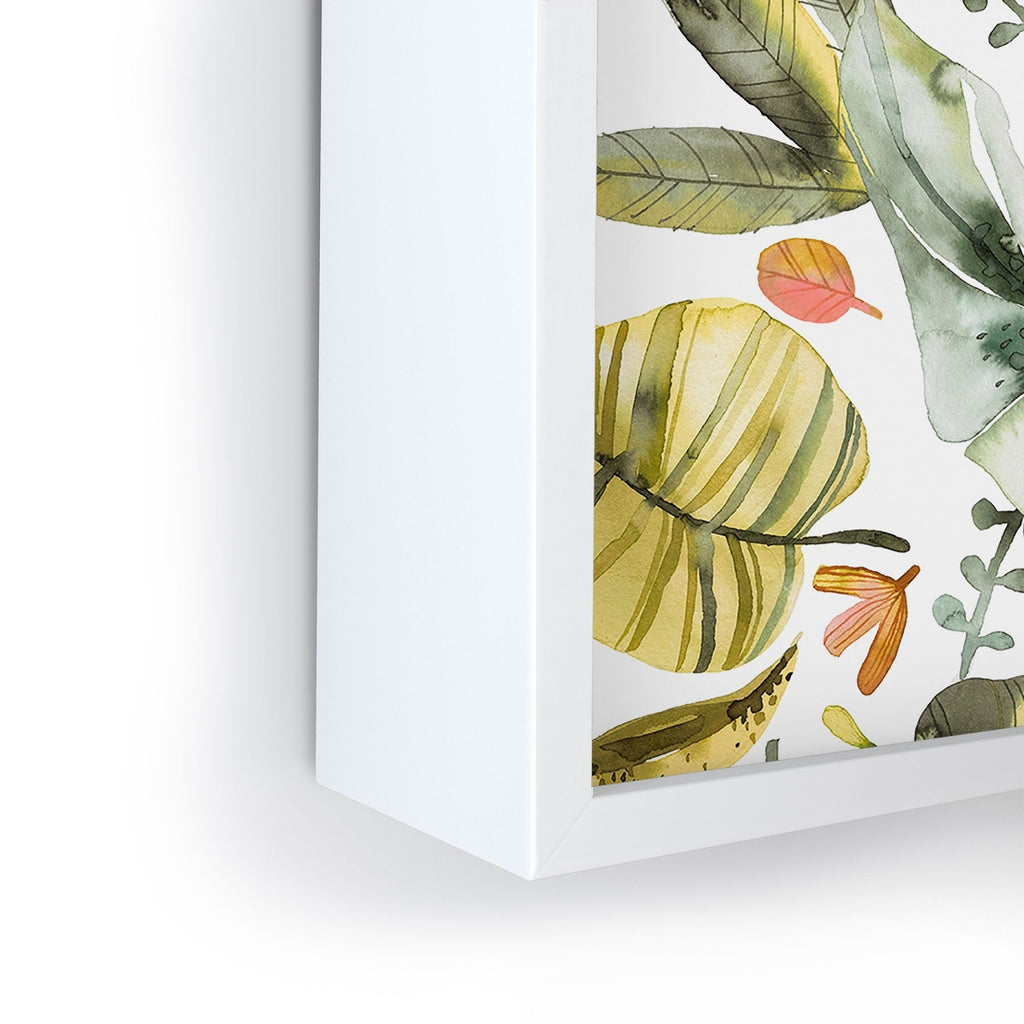 Ninola Design Botanic Retreat Tropical Jungle Leaves Botanical Green Orange Framed Mini Art Print