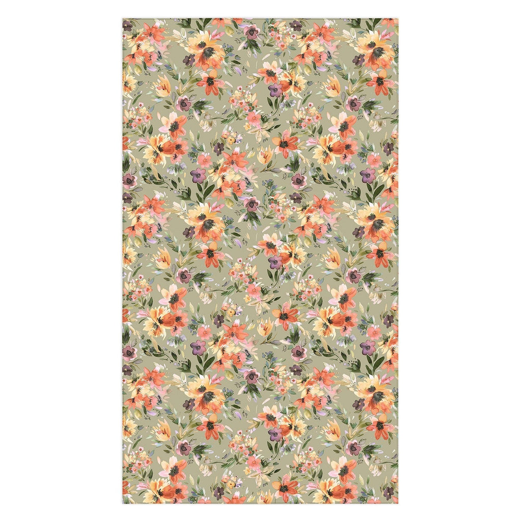 Ninola Design Botanic Retreat Painterly Tropical Flowers Sage Green Tablecloth