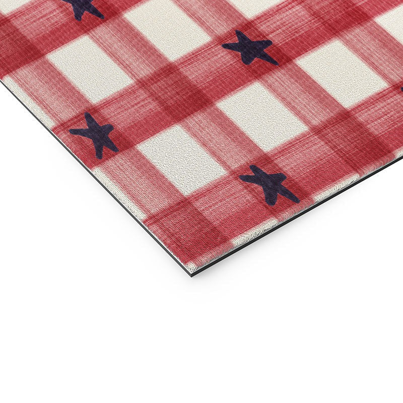 DENY Designs Red Gingham plus Stars Welcome Mat