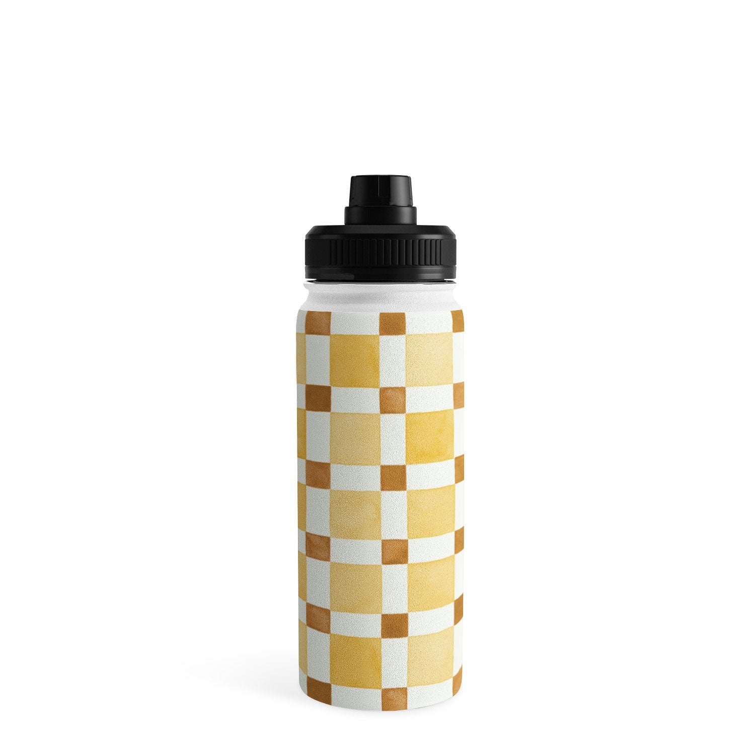 Ninola Design Everyday Artifact Checker Mosaic Tiles Geometry Yellow Water Bottle