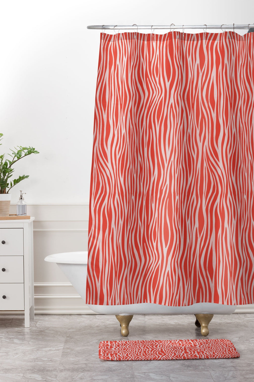 Avenie BR Red Zebra Stripe Memory Foam Bath Mat