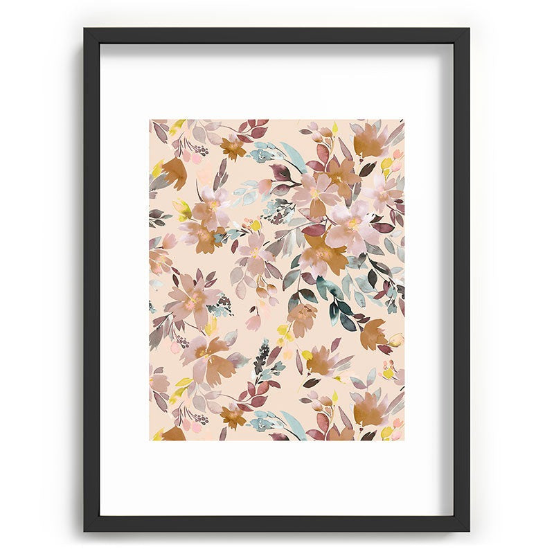 Ninola Design Botanic Retreat Floral Oleander Whimsical Soft Pink Recessed Framing Rectangle
