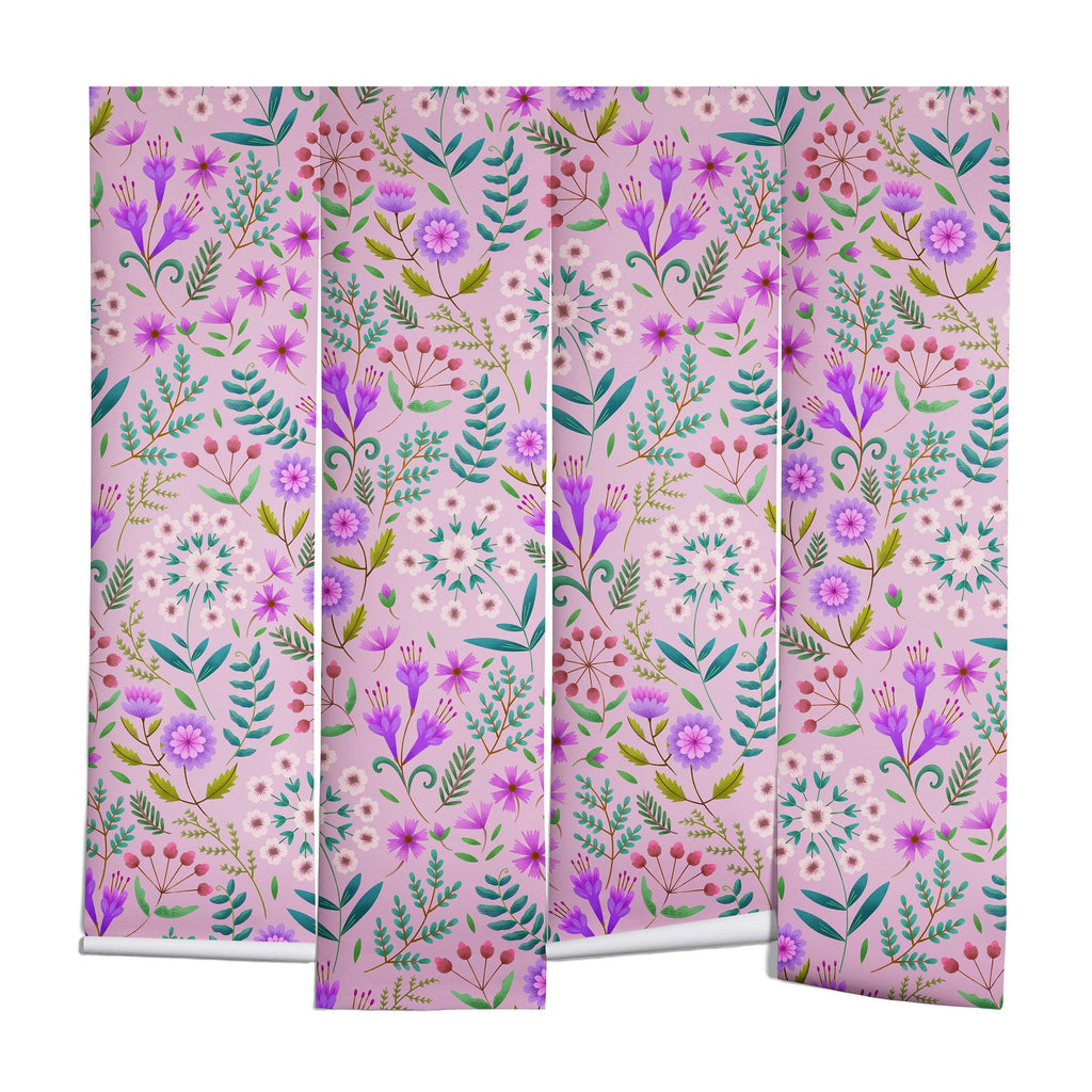 Pimlada Phuapradit Ditsy Purple Floral Half Drop Wall Mural