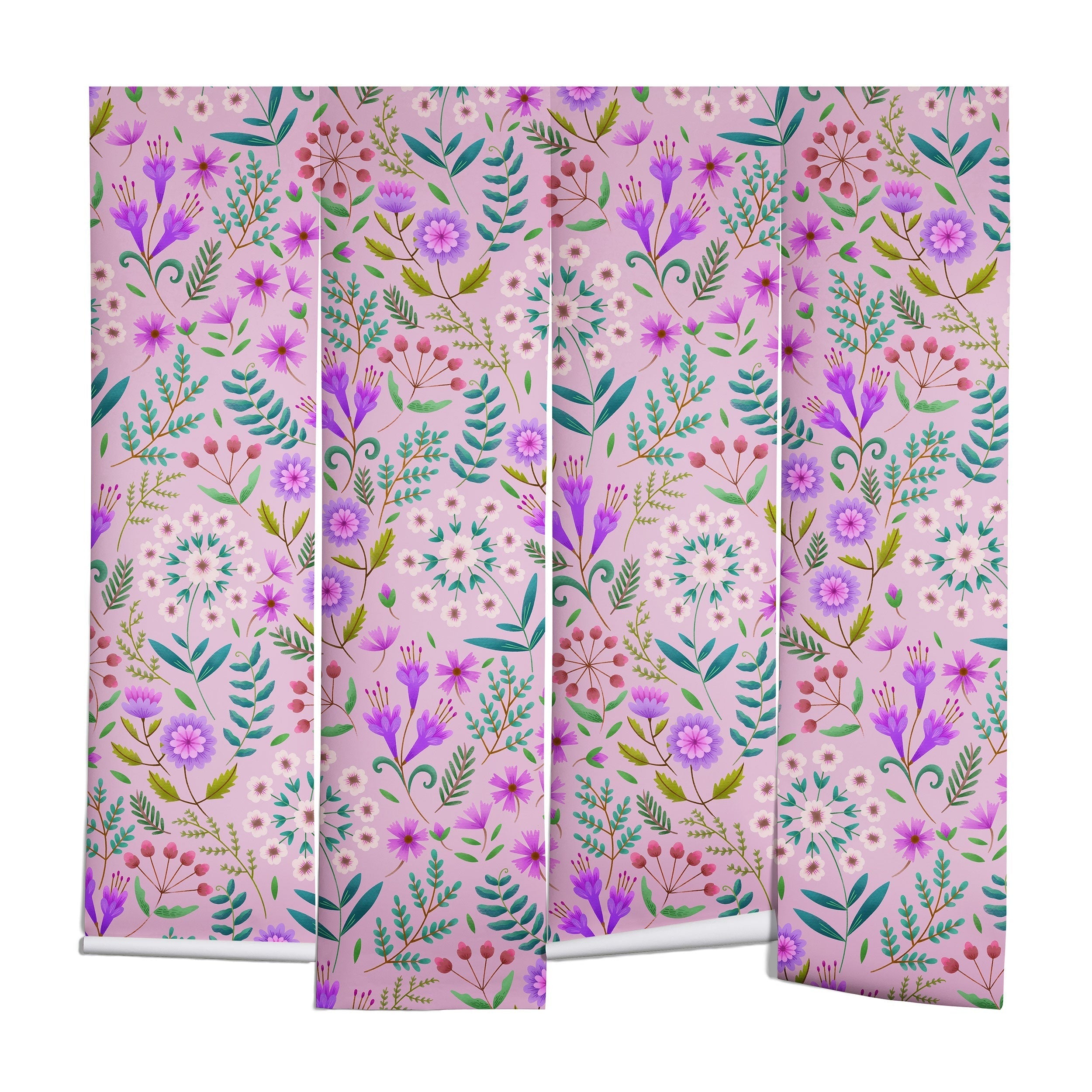 Pimlada Phuapradit Ditsy Purple Floral Half Drop Wall Mural