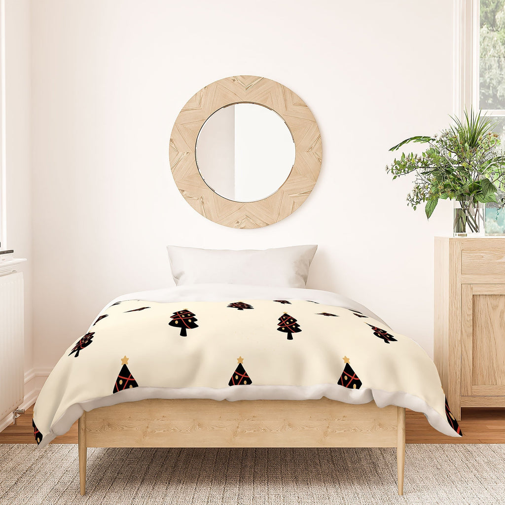 Design by Spark Black And Gold Christmas Tree Duvet Cover