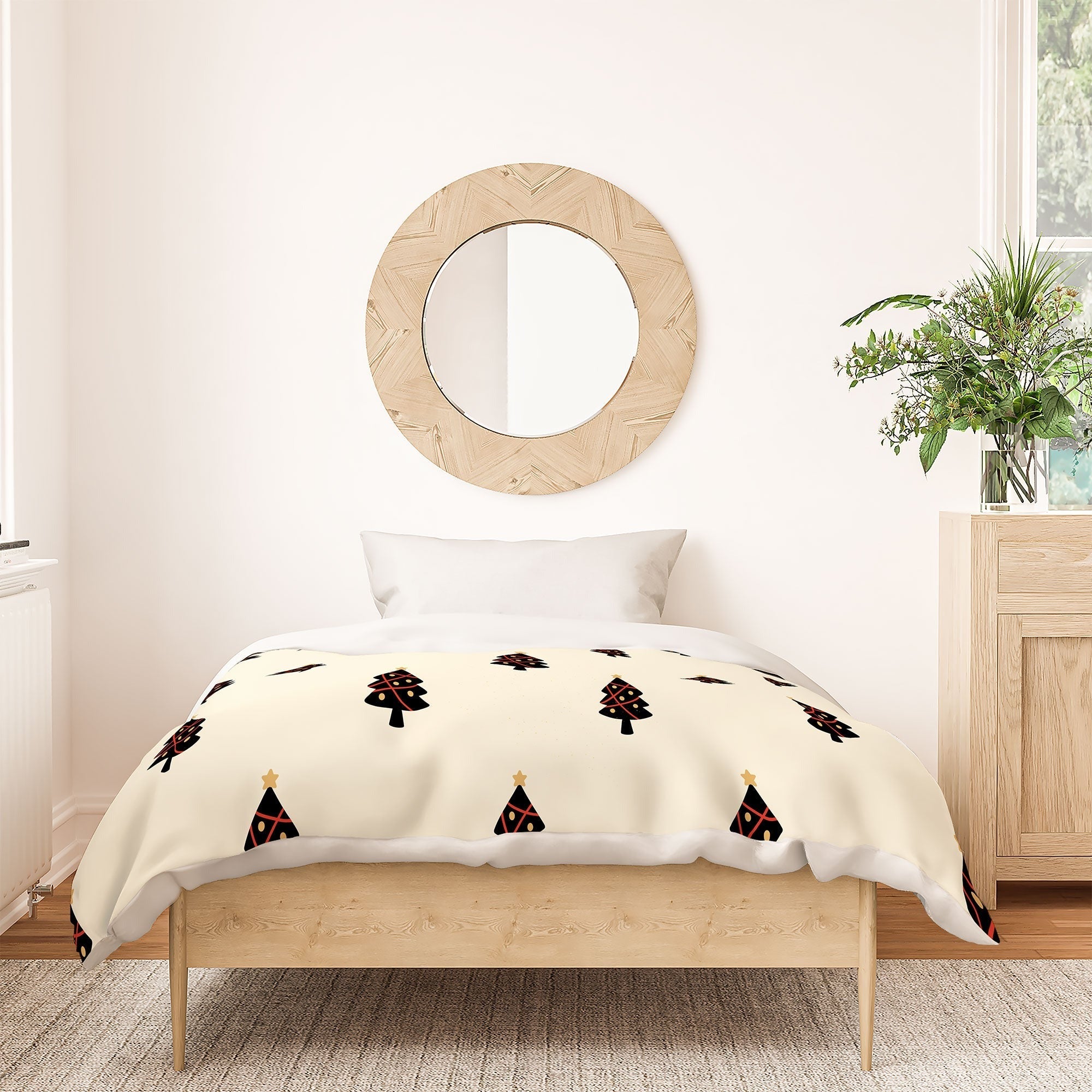 Design by Spark Black And Gold Christmas Tree Duvet Cover