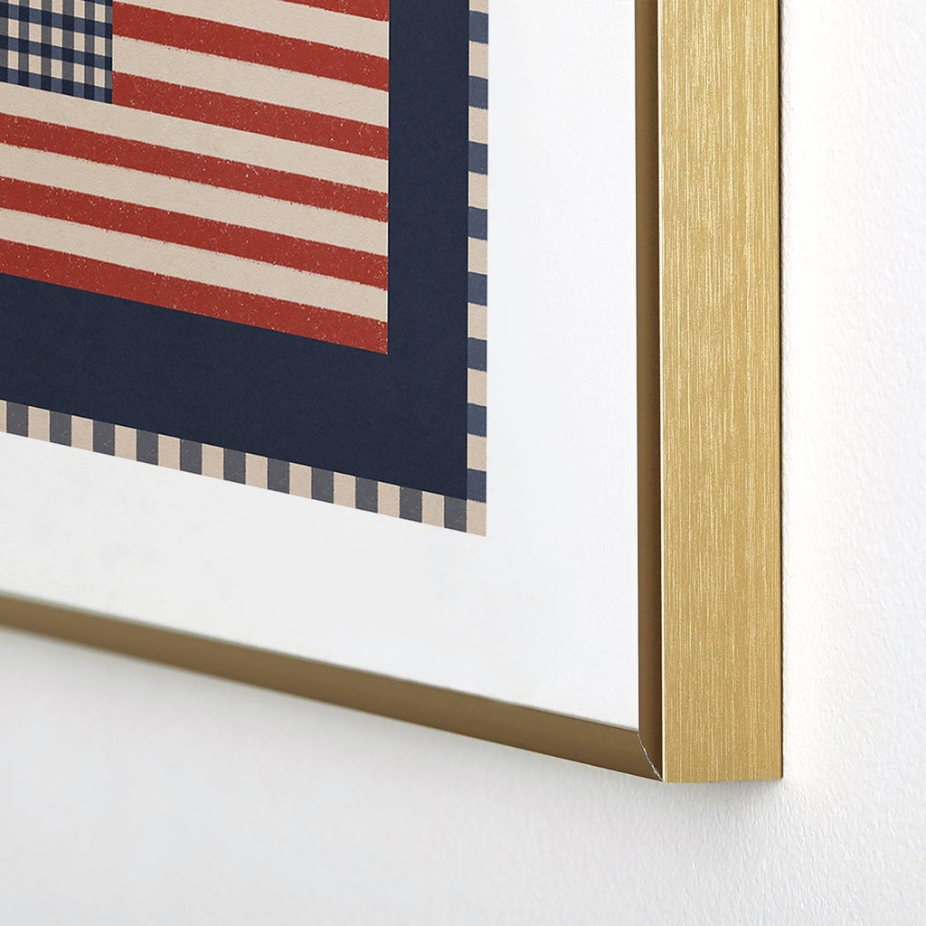 DENY Designs Gingham Flag Metal Framed Art Print
