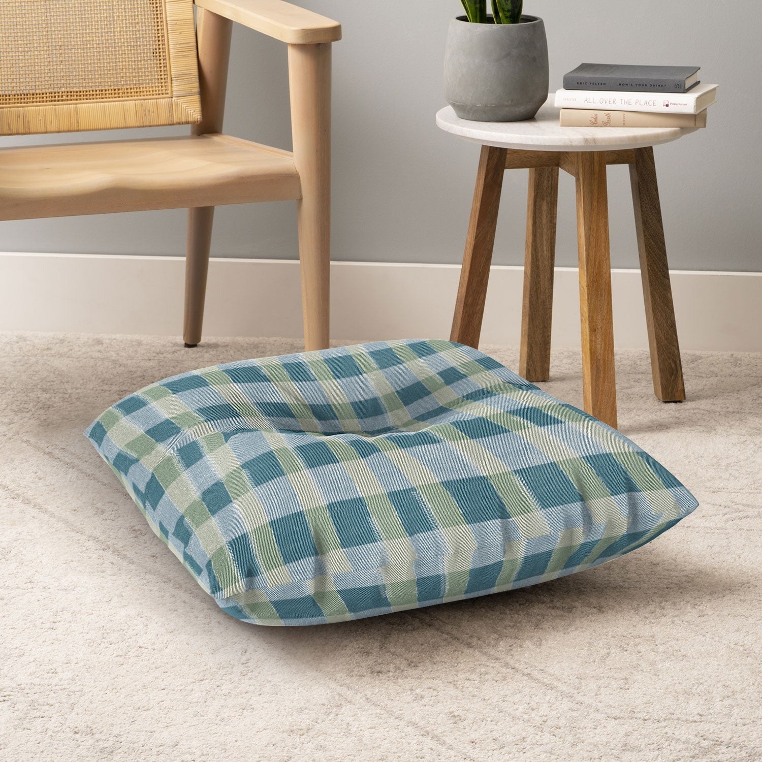 Marta Barragan Camarasa Country Style Checks Floor Pillow Square